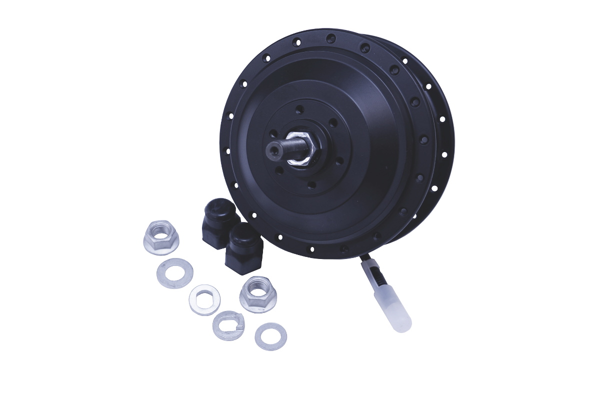 Втулка-мотор задняя с эл.двигателем Lax,20*36V/250W/7.8AH,36H,ось135мм,на гайках,с проводами,черная